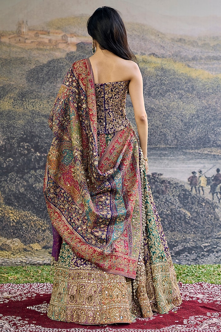 Multi-Colored Jamawar Bridal Lehenga Set by ITRH at Pernia's Pop Up Shop