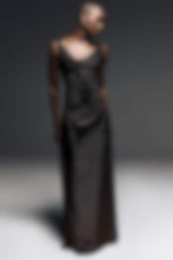 Black Net Cowl Draped Wedding Gown by ITRH at Pernia's Pop Up Shop