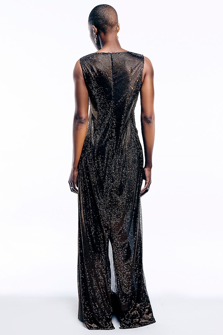 Black Net Cowl Draped Wedding Gown by ITRH at Pernia's Pop Up Shop