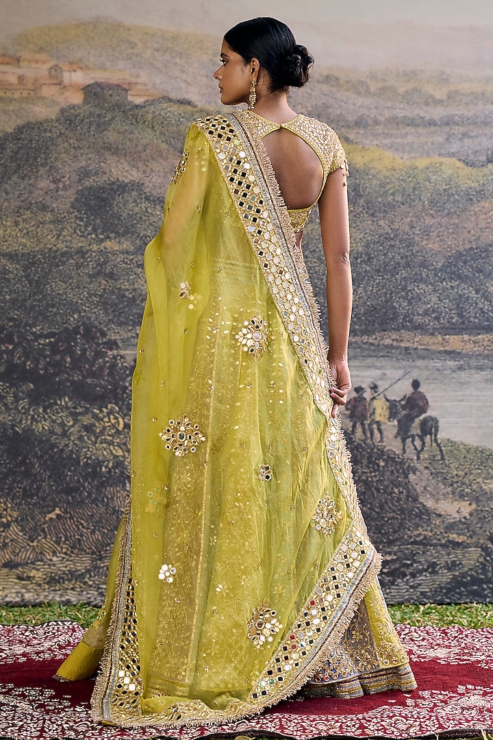 Multi-Colored Organza Mirror Work Layered Bridal Lehenga Set by ITRH at Pernia's Pop Up Shop