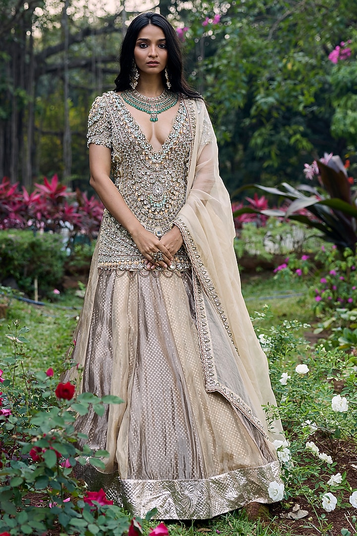 Ivory Tissue Bridal Lehenga Set by ITRH at Pernia's Pop Up Shop