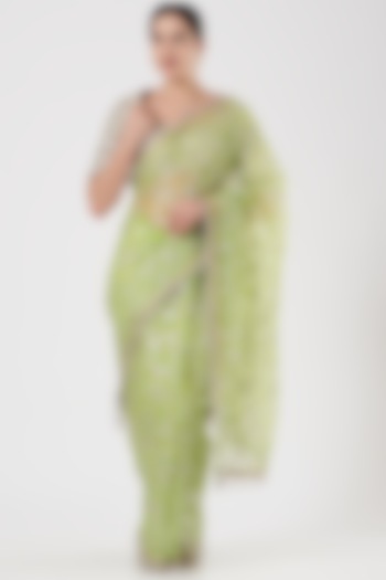 Mint Green Embroidered Saree Set by ITRH