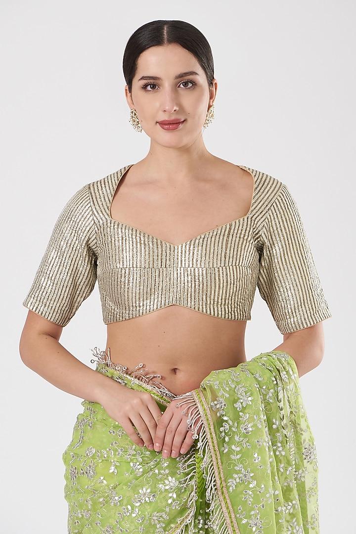 Neon Green Gota Patti Reception Saree Set by ITRH at Pernia's Pop Up Shop