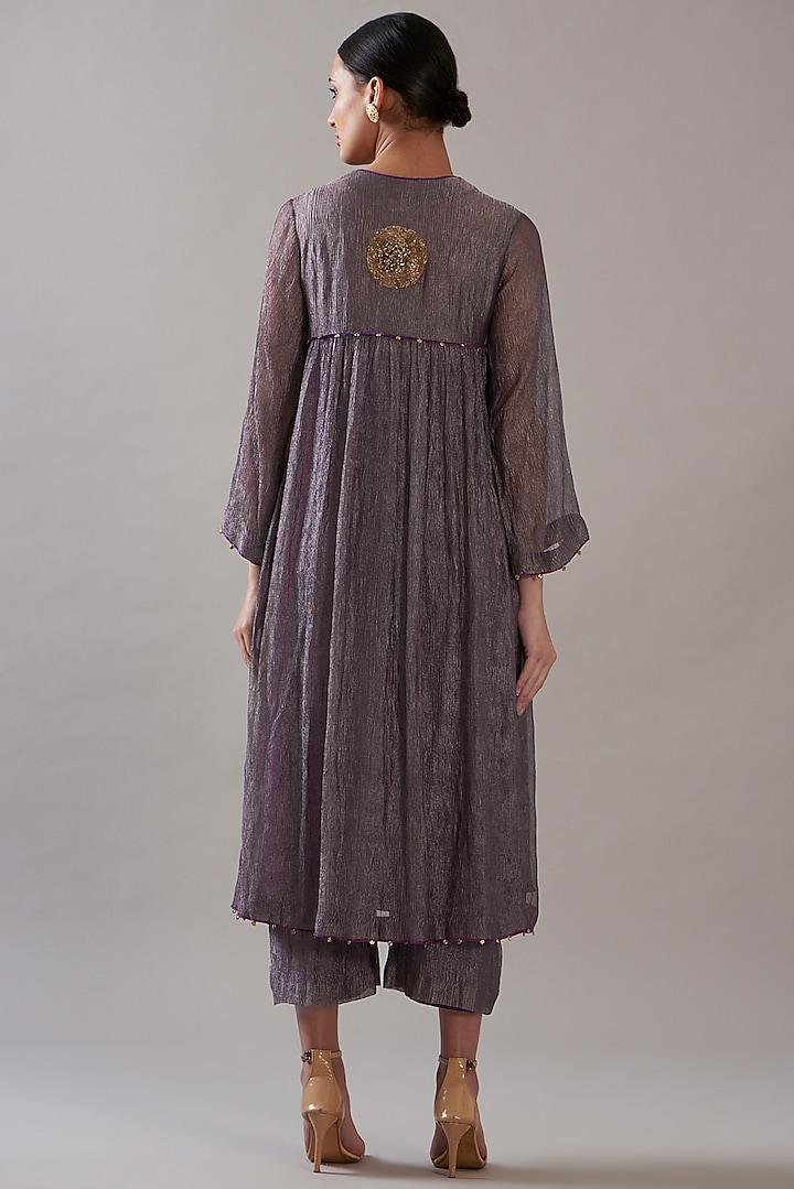 Purple Tissue Kurta Set by ITRH at Pernia's Pop Up Shop