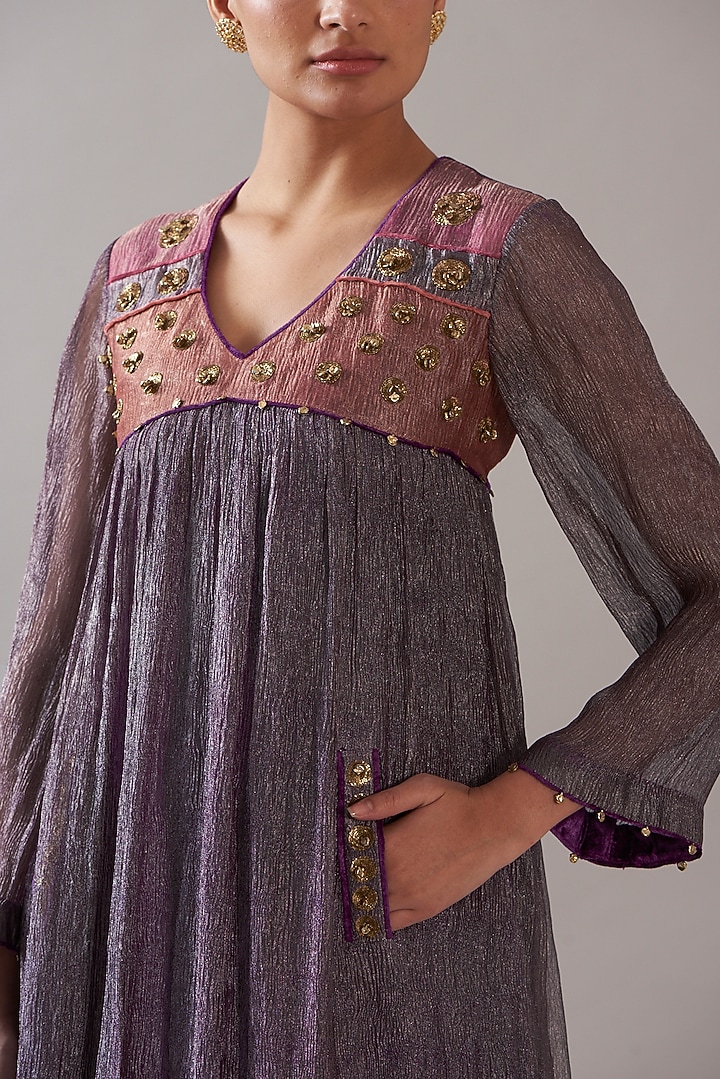 Purple Tissue Kurta Set by ITRH at Pernia's Pop Up Shop