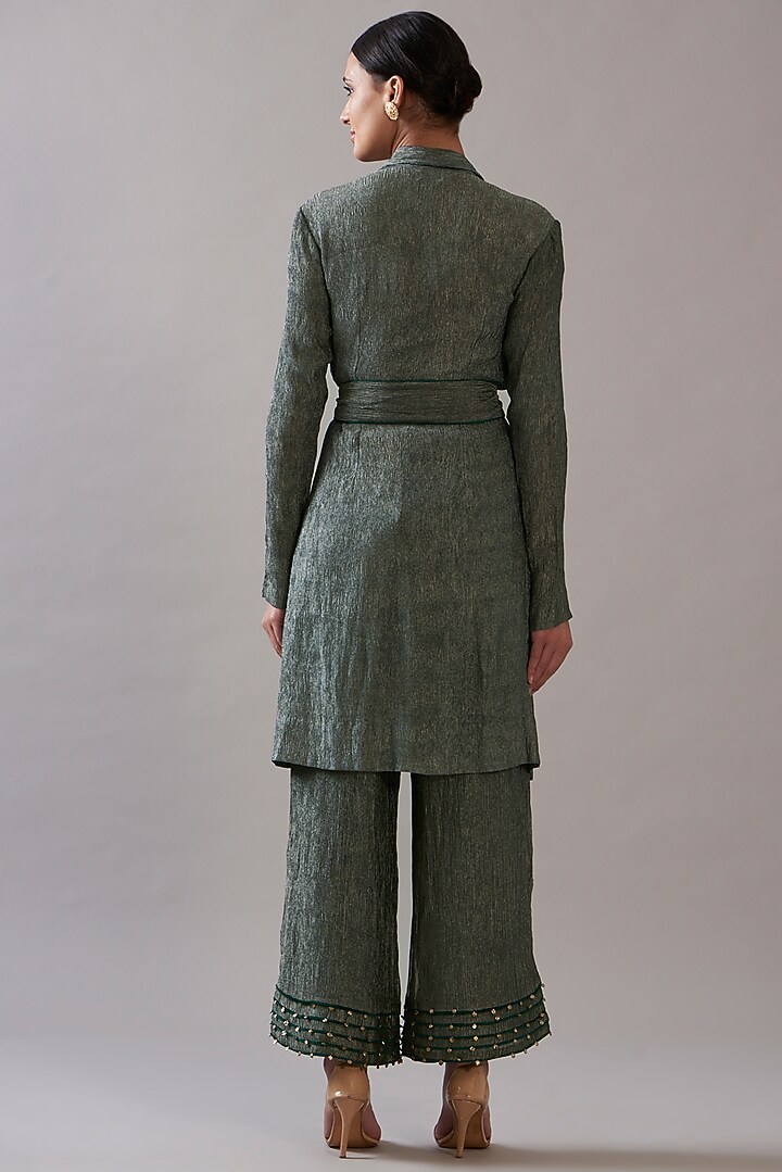 Green Tissue Jacket Set by ITRH at Pernia's Pop Up Shop