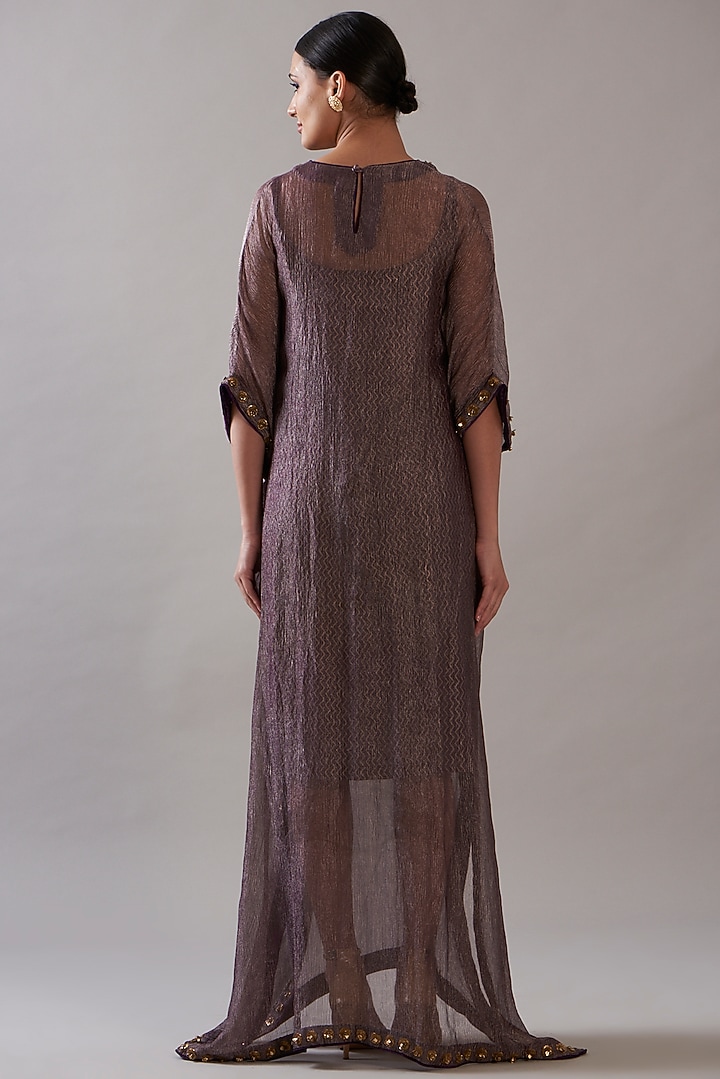 Purple Tissue Embroidered Kaftan by ITRH at Pernia's Pop Up Shop