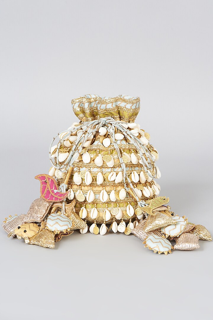 Gold Potli With Shell Work by ITRH