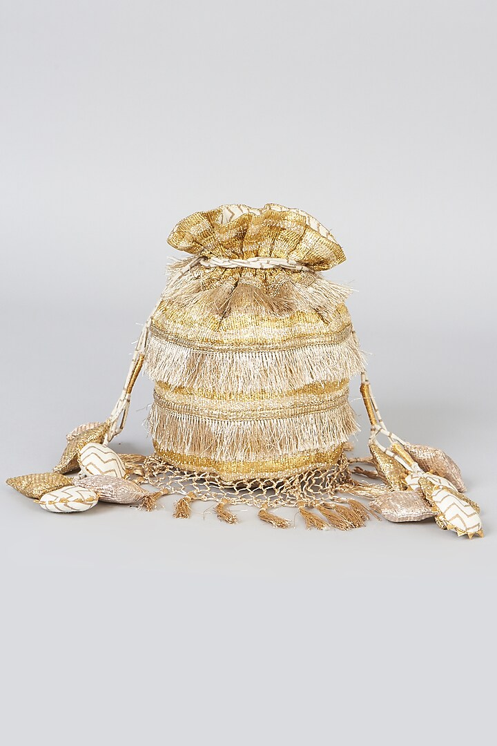 Gold Silk Organza Potli by ITRH at Pernia's Pop Up Shop