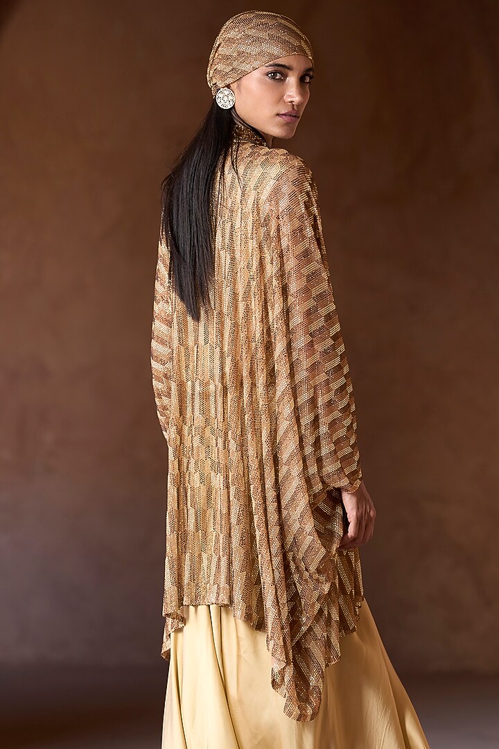 Gold Net Embellished & Printed Tunic Set by ITRH at Pernia's Pop Up Shop