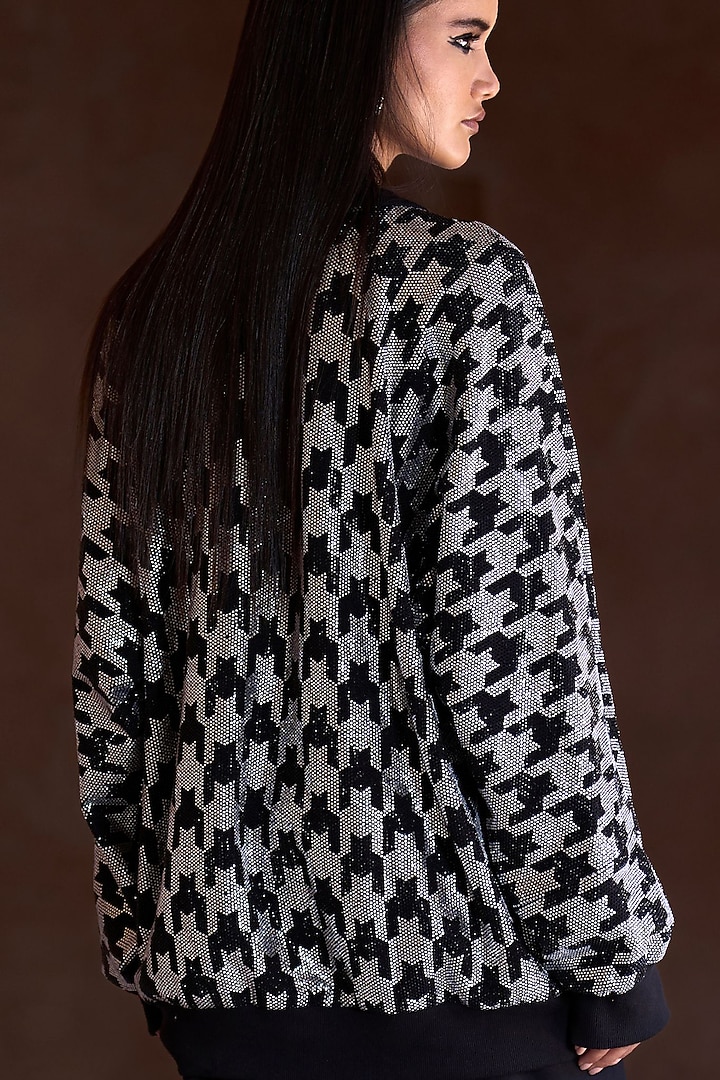 Black & Silver Roma Crystal Embellished Oversized Sweatshirt Party Wear Dress by ITRH at Pernia's Pop Up Shop