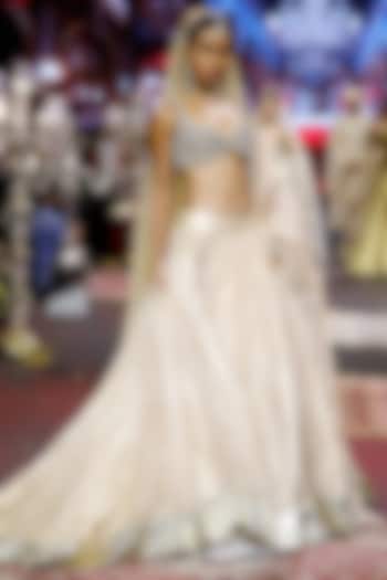 Golden Tissue Stone Embellished Bridal Lehenga Set by ITRH at Pernia's Pop Up Shop