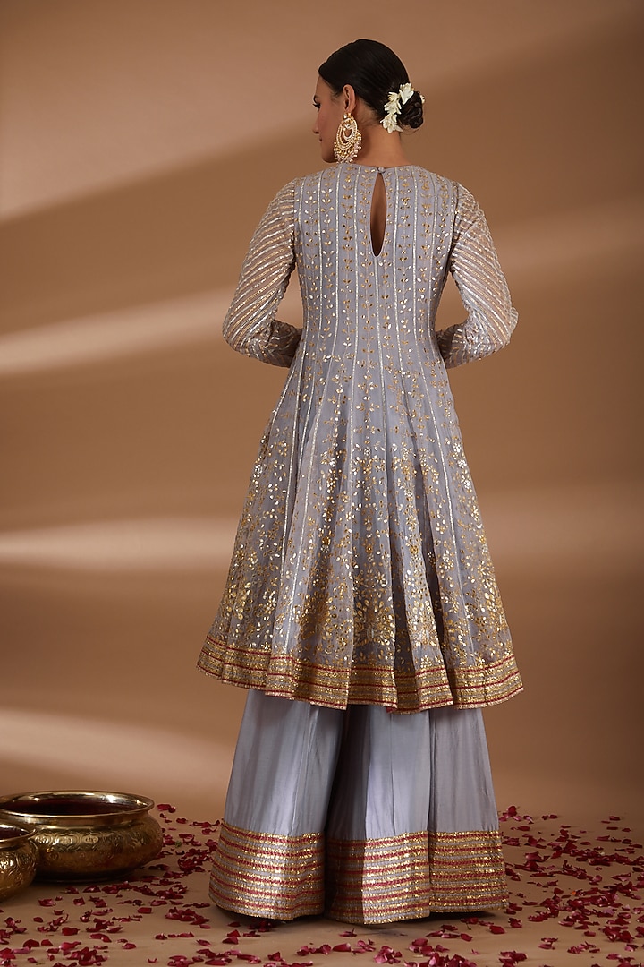 Lilac Striped Sharara Set by ITRH at Pernia's Pop Up Shop