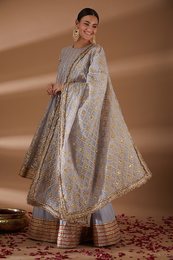 Lilac Striped Sharara Set by ITRH at Pernia's Pop Up Shop