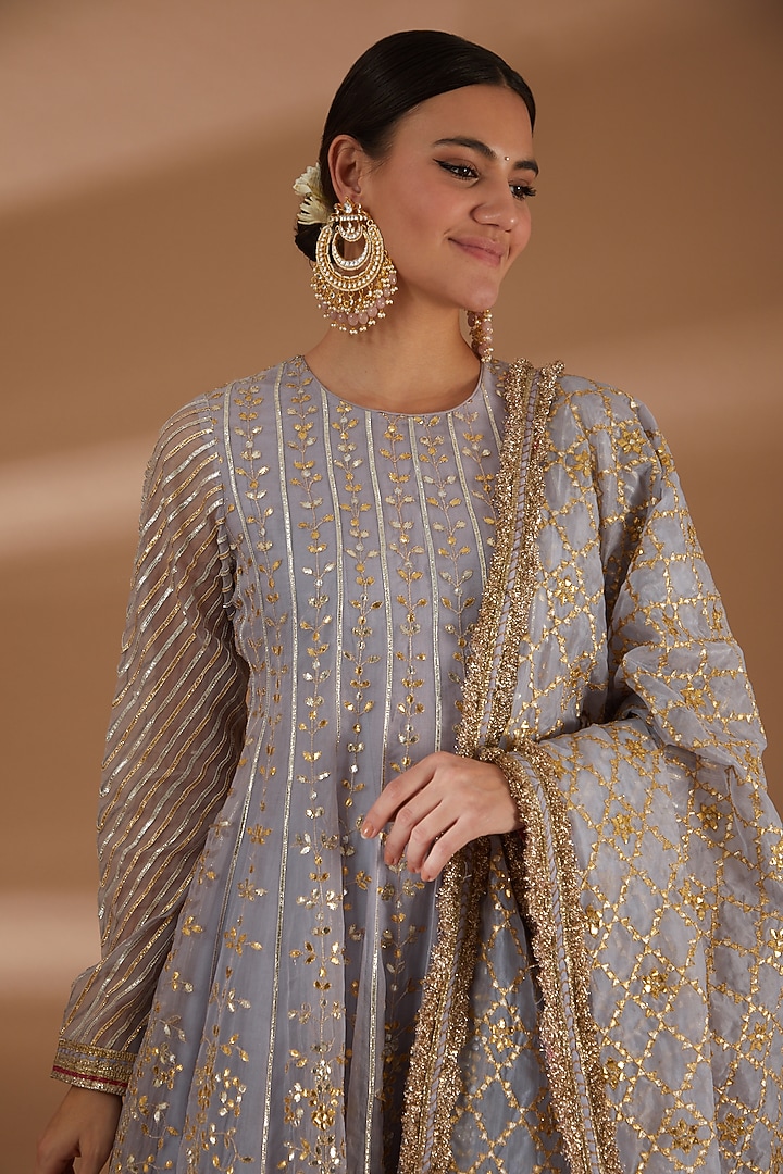 Lilac Striped Sharara Set by ITRH at Pernia's Pop Up Shop