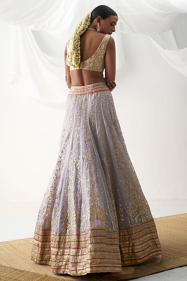 Lilac Organza Embroidered Bridal Lehenga Set by ITRH at Pernia's Pop Up Shop