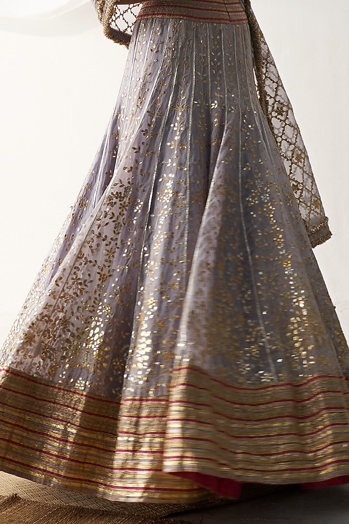 Lilac Organza Embroidered Bridal Lehenga Set by ITRH at Pernia's Pop Up Shop
