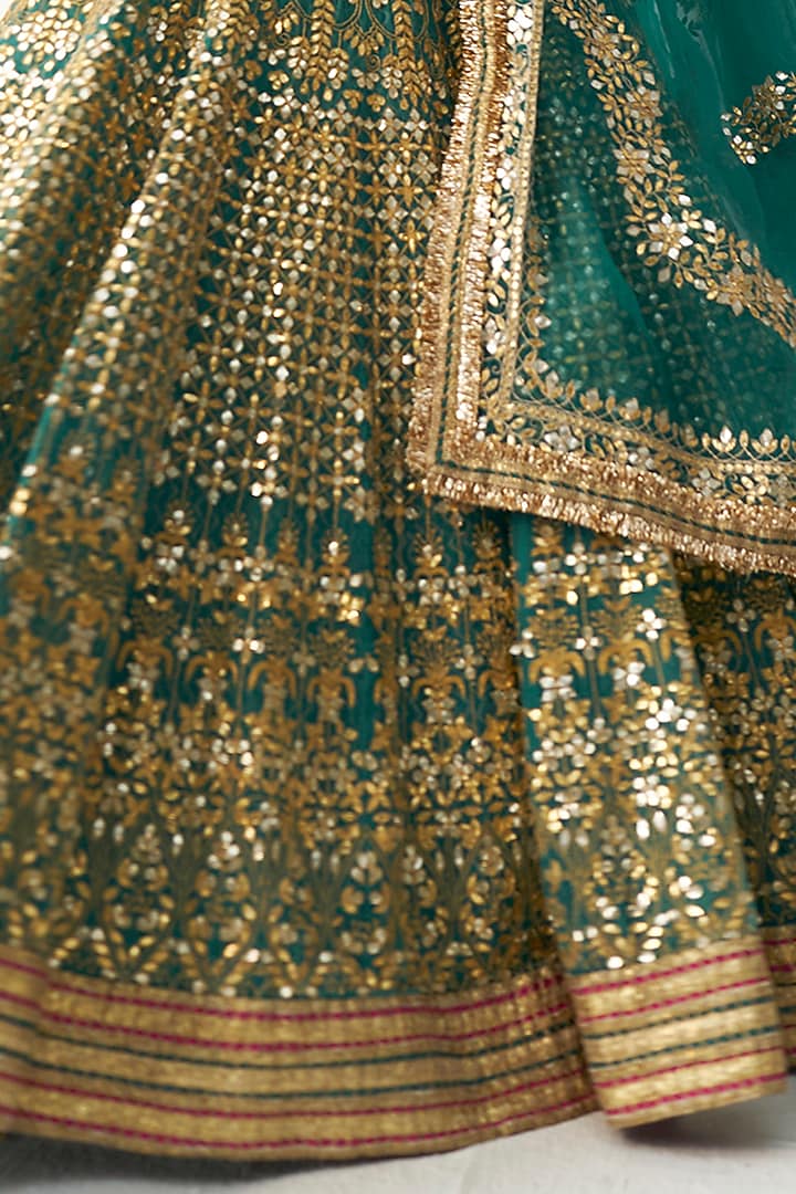 Green Organza Embroidered Bridal Lehenga Set by ITRH at Pernia's Pop Up Shop