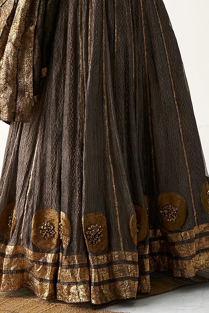 Black Tissue Embroidered Wedding Lehenga Set by ITRH at Pernia's Pop Up Shop
