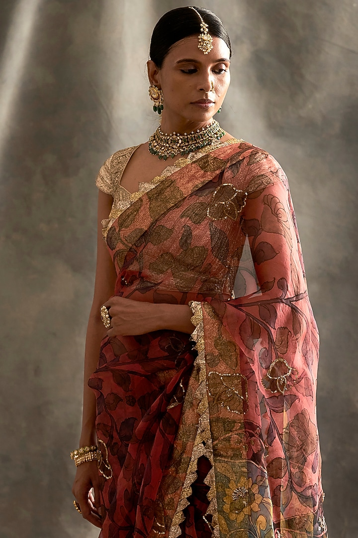 Multi Coloured Embroidered Wedding Saree by ITRH at Pernia's Pop Up Shop