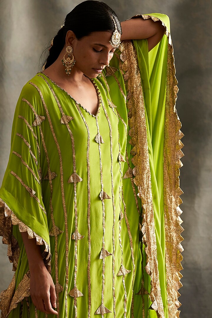 Parrot Green Embroidered Kaftan by ITRH at Pernia's Pop Up Shop