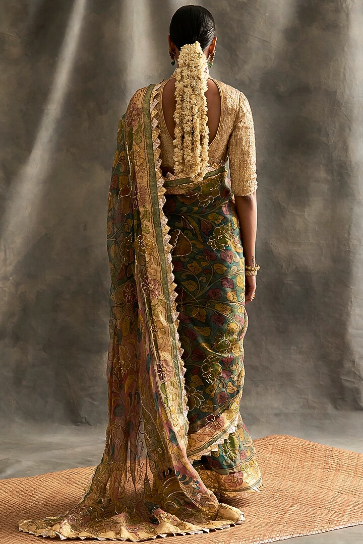 Multi Colored Zardosi Embroidered Wedding Saree by ITRH at Pernia's Pop Up Shop
