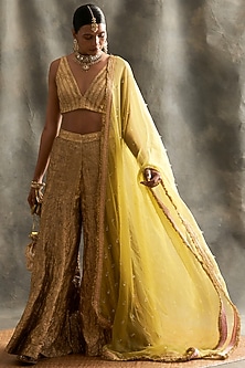 Gold Lampi Sharara Set by ITRH-GOLD