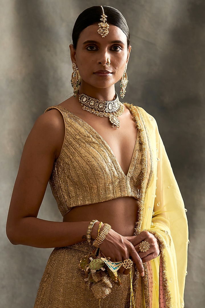 Gold Lampi Bridal Sharara Set by ITRH at Pernia's Pop Up Shop