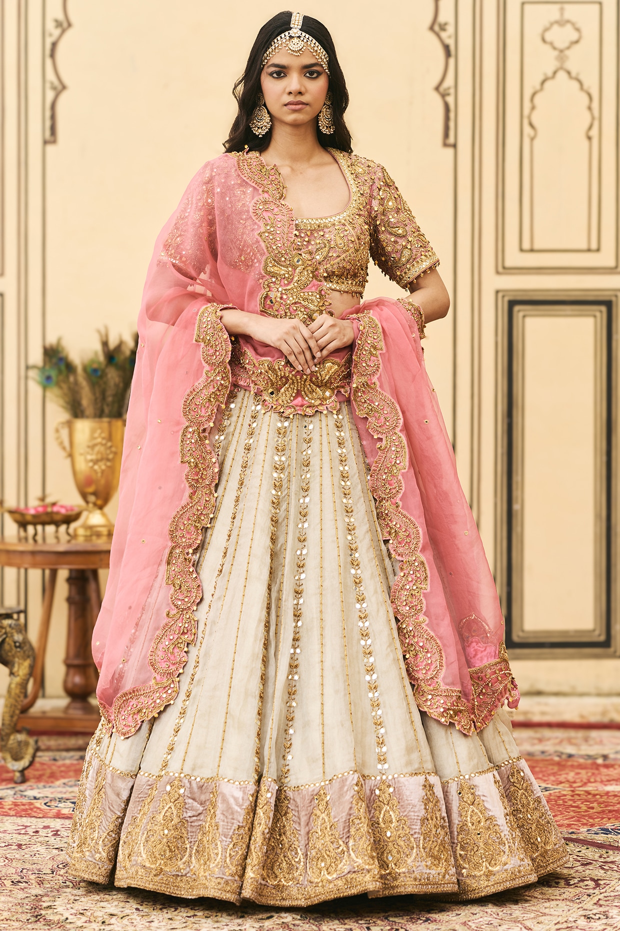 ITRH Silver Tissue Lehenga Set