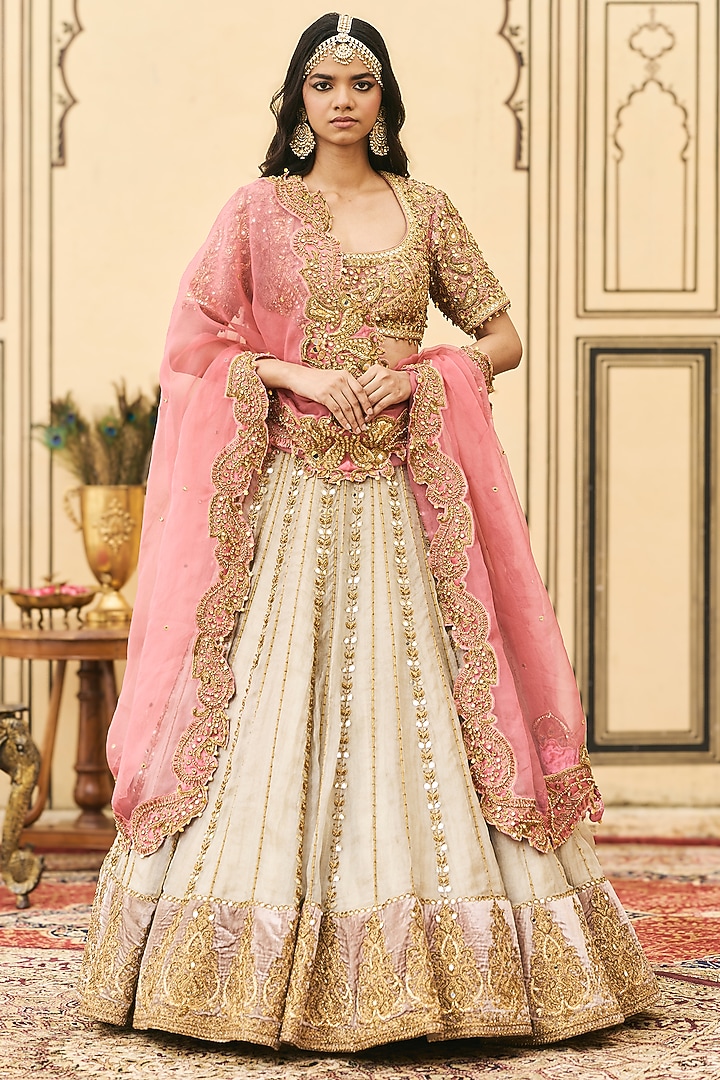 Silver Tissue Bridal Lehenga Set by ITRH at Pernia's Pop Up Shop