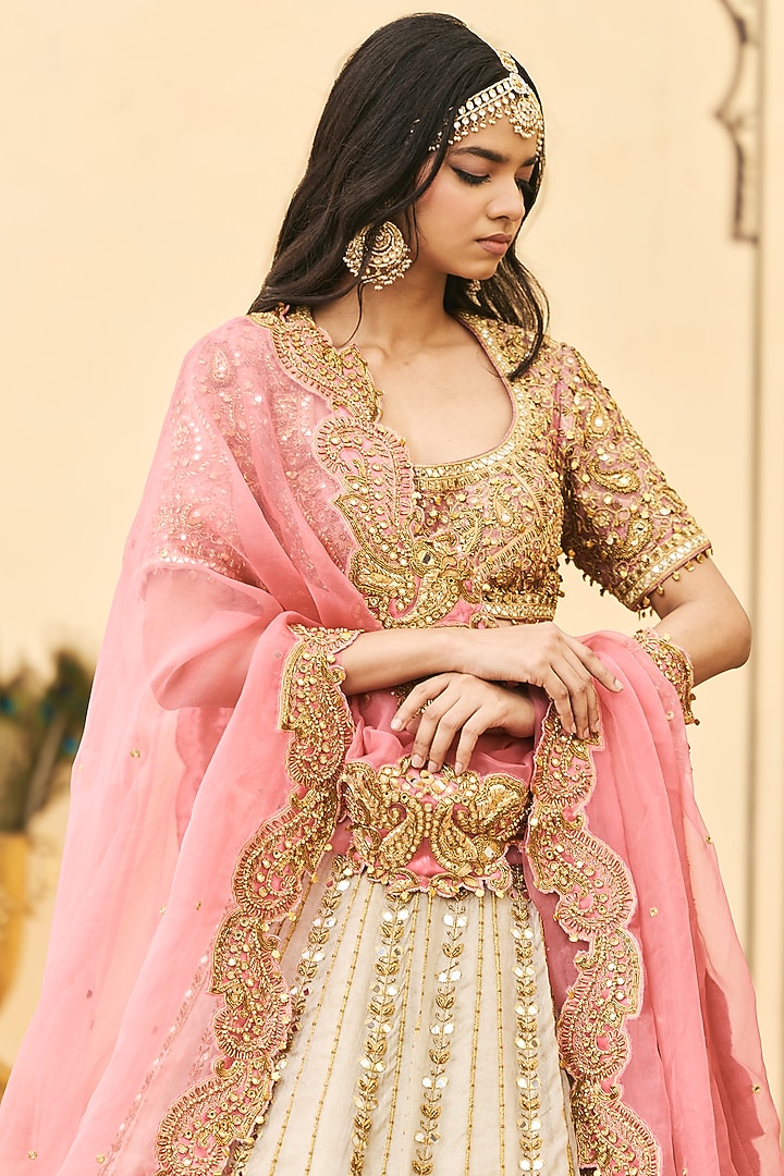 Silver Tissue Bridal Lehenga Set by ITRH at Pernia's Pop Up Shop
