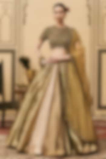 Multi-Colored Silk Tissue Brocade Bridal Lehenga Set by ITRH at Pernia's Pop Up Shop