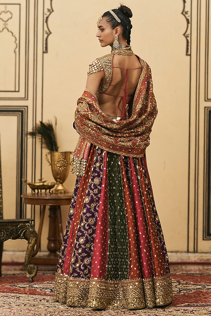Multi-Colored Brocade Bridal Lehenga Set by ITRH at Pernia's Pop Up Shop