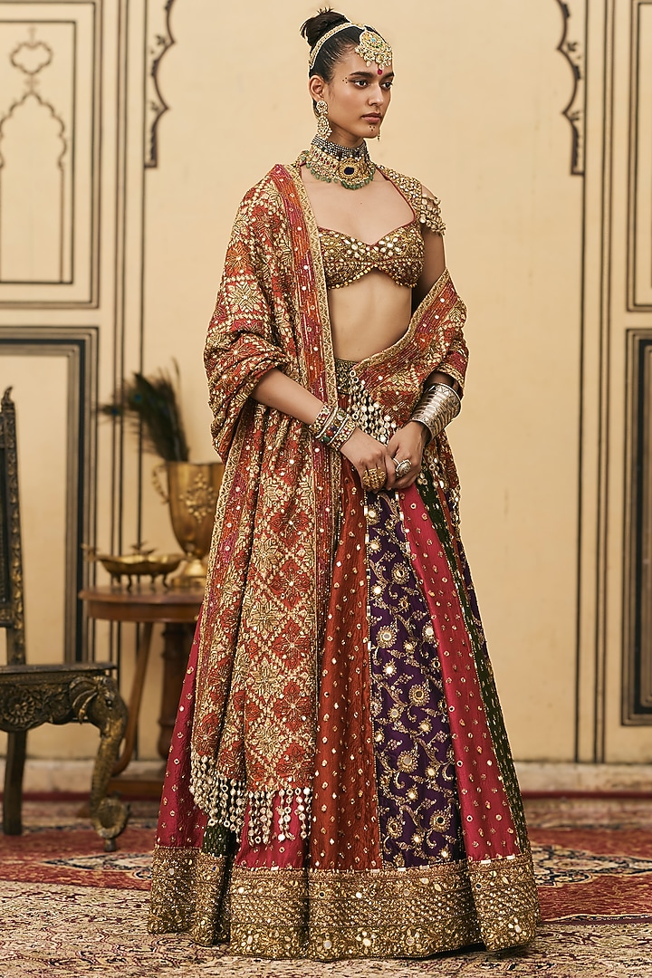 Multi-Colored Brocade Bridal Lehenga Set by ITRH at Pernia's Pop Up Shop