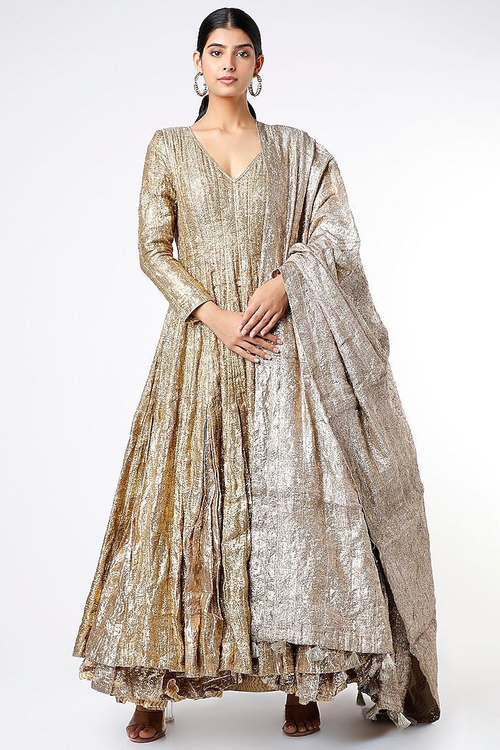 Gold Embroidered Anarkali Set by ITRH