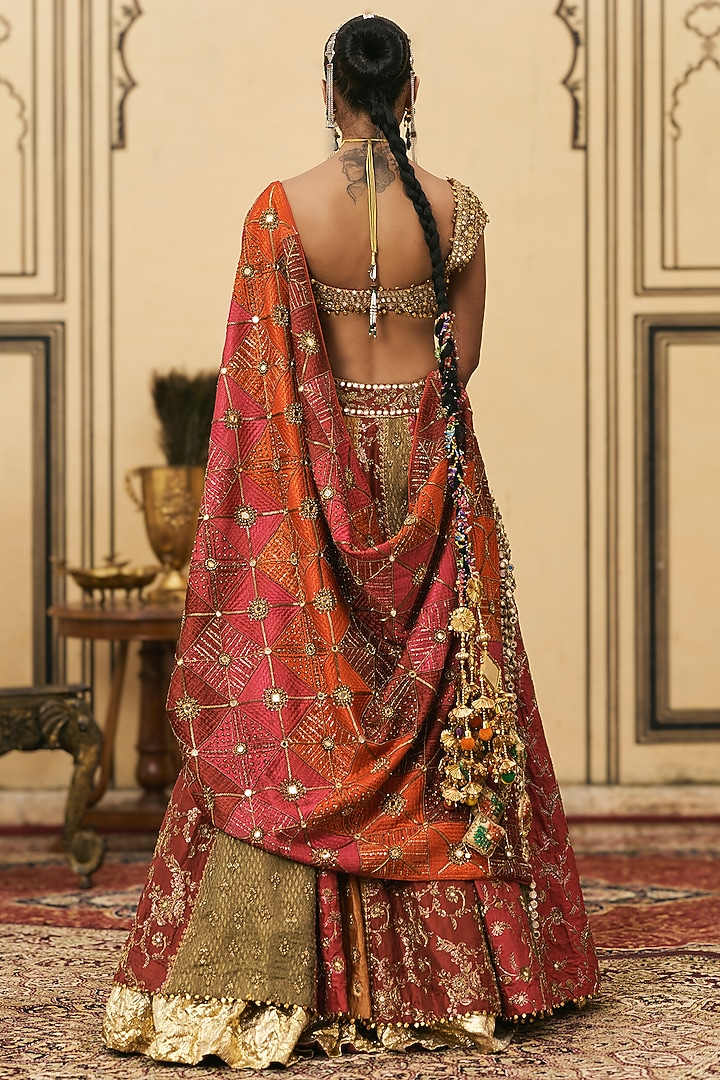 Multi-Colored Brocade Embroiderd Bridal Lehenga Set by ITRH at Pernia's Pop Up Shop