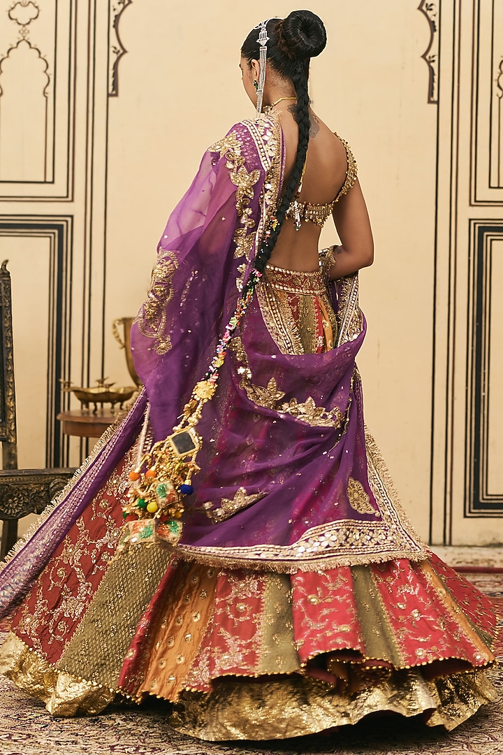 Multi-Colored Brocade Embroiderd Bridal Lehenga Set by ITRH at Pernia's Pop Up Shop