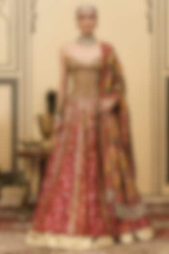 Multi-Colored Brocade Embroidered Bridal Lehenga Set by ITRH at Pernia's Pop Up Shop