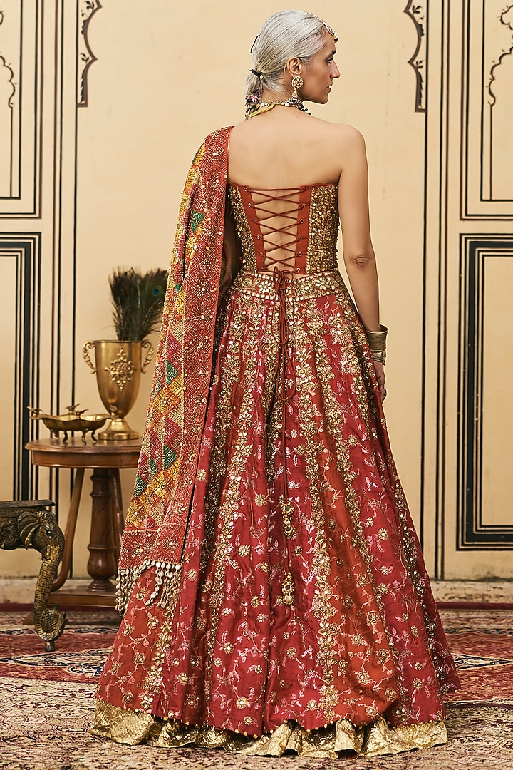Multi-Colored Brocade Embroidered Bridal Lehenga Set by ITRH at Pernia's Pop Up Shop