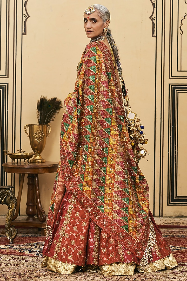 Multi-Colored Brocade Embroidered Bridal Lehenga Set by ITRH at Pernia's Pop Up Shop