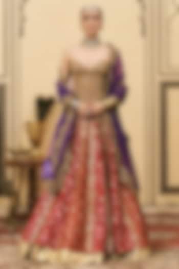 Multi-Colored Brocade Embroidered Bridal Lehenga Set by ITRH at Pernia's Pop Up Shop