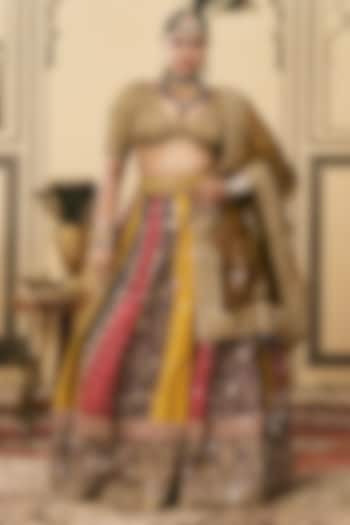Multi-Colored Brocade Embroidered Bridal Lehenga Set by ITRH at Pernia's Pop Up Shop