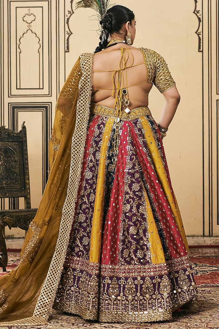 Multi-Colored Brocade Embroidered Bridal Lehenga Set by ITRH at Pernia's Pop Up Shop