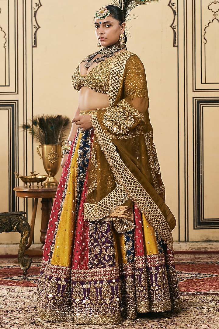 Multi-Colored Brocade Embroidered Bridal Lehenga Set by ITRH at Pernia's Pop Up Shop