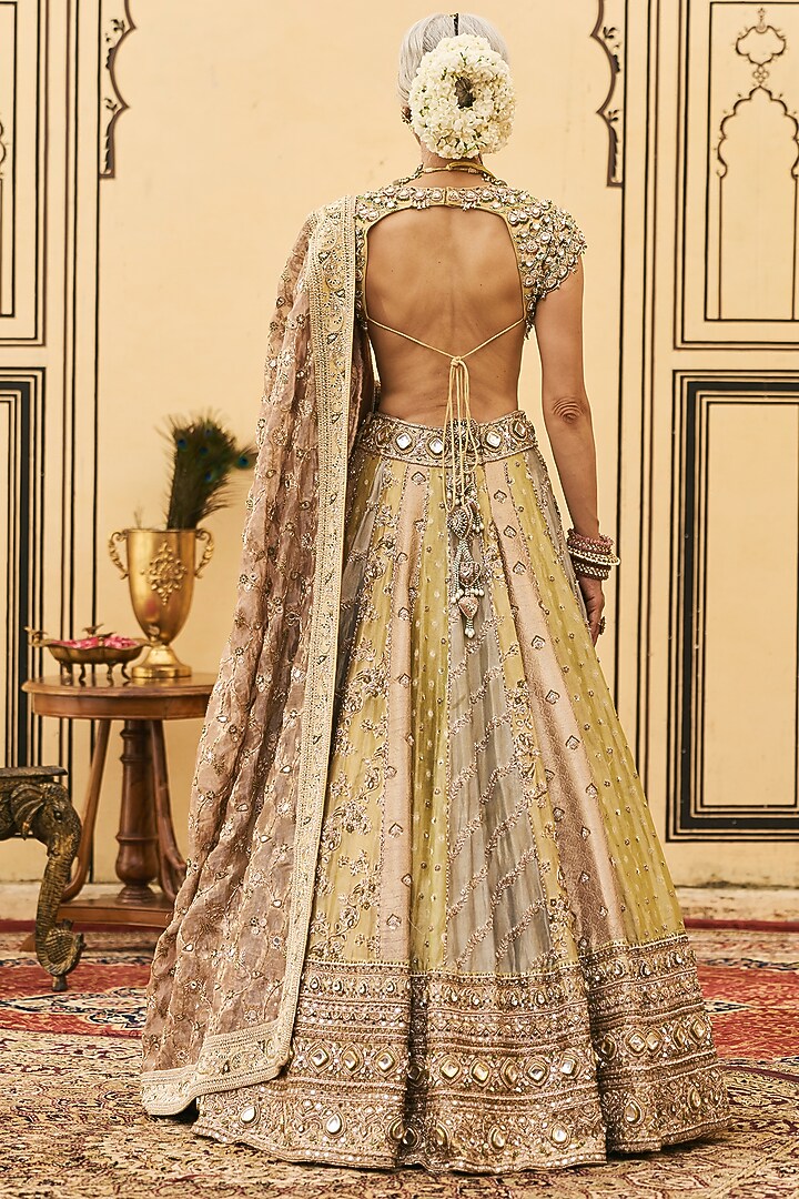 Multi-Colored Tissue Brocade Bridal Lehenga Set by ITRH at Pernia's Pop Up Shop