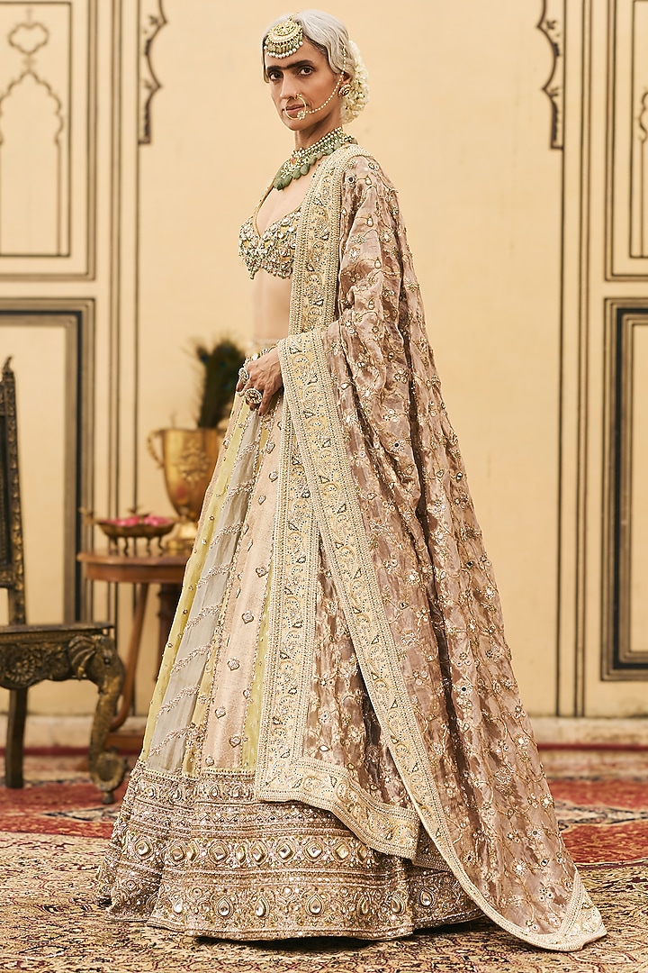 Multi-Colored Tissue Brocade Bridal Lehenga Set by ITRH at Pernia's Pop Up Shop