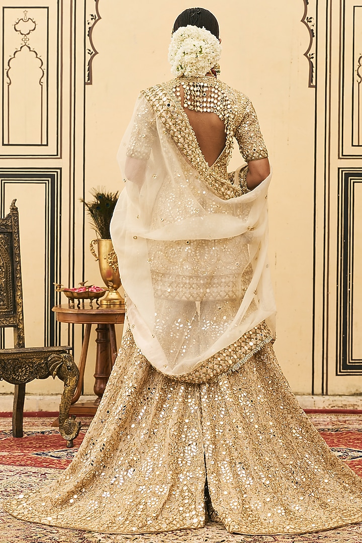 Gold Organza Embroidered Gharara Set by ITRH at Pernia's Pop Up Shop