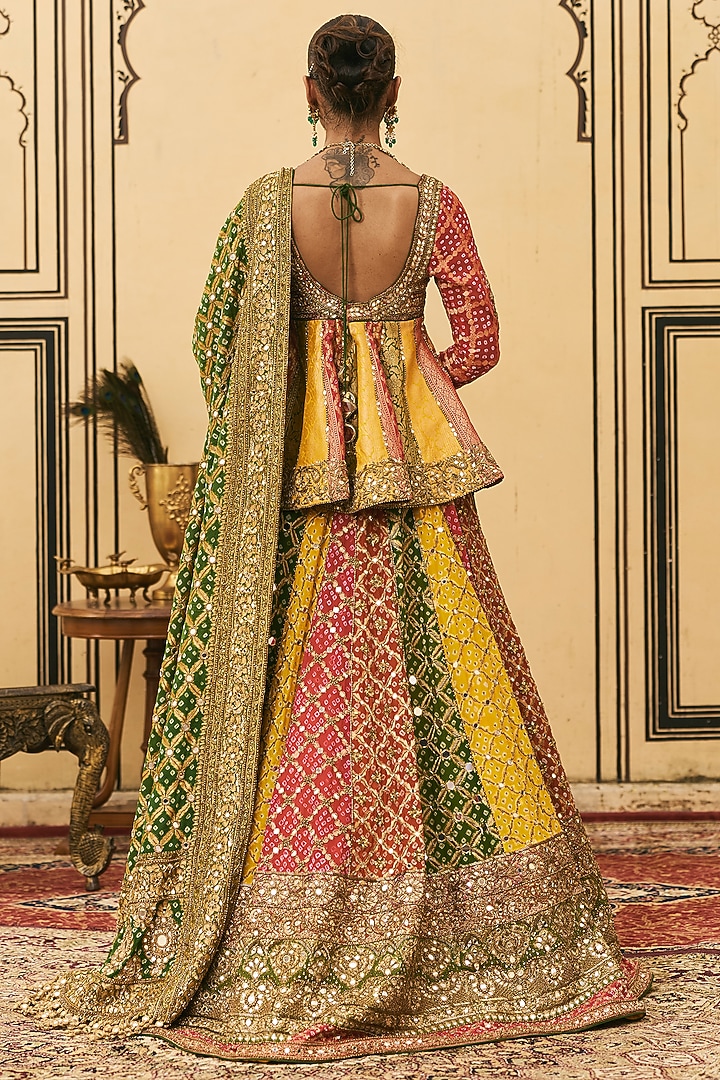 Multi-Colored Bandhani Bridal Lehenga Set by ITRH at Pernia's Pop Up Shop