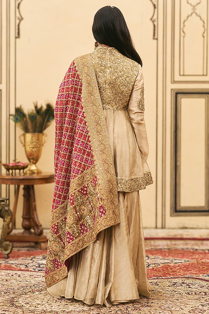 Gold Tissue Bridal Sharara Set by ITRH at Pernia's Pop Up Shop