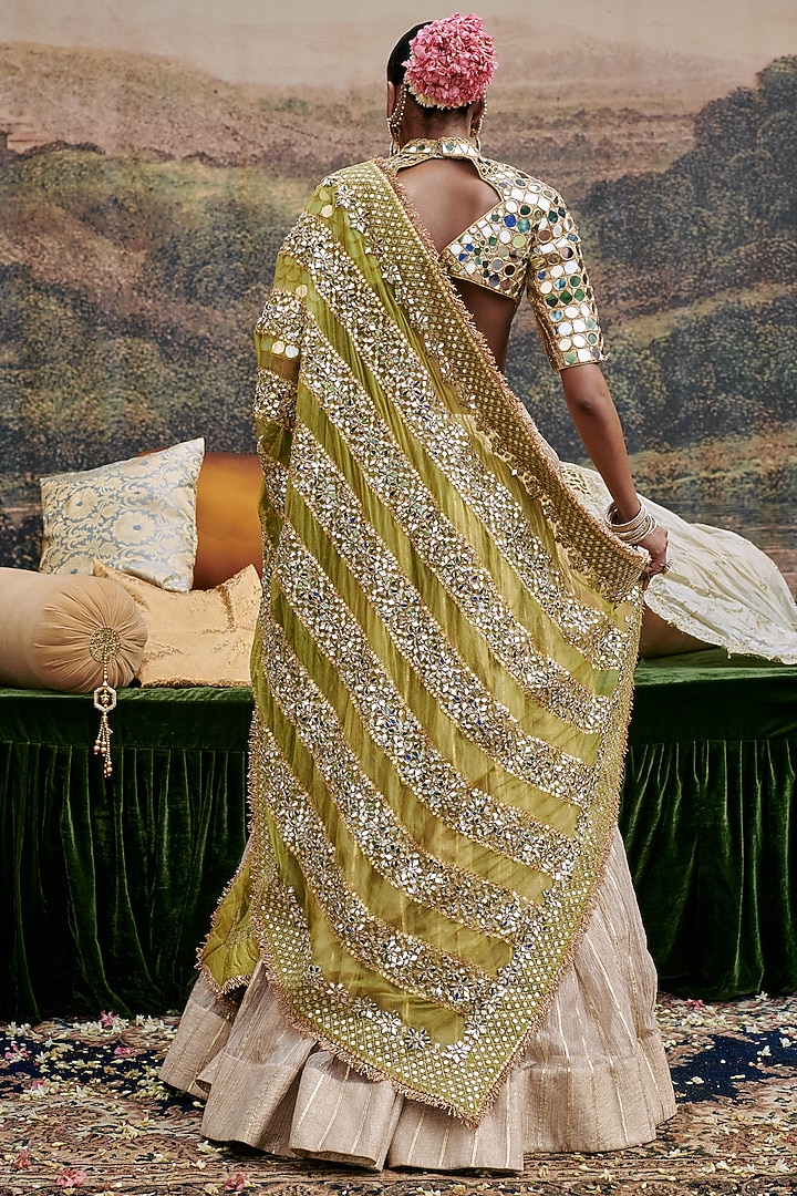 Gold Tissue Gota Embroidered Bridal Lehenga Set by ITRH at Pernia's Pop Up Shop